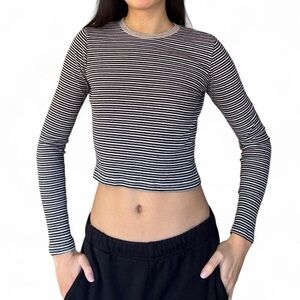 Brandy Melville Striped Black and White Long Sleeve Top